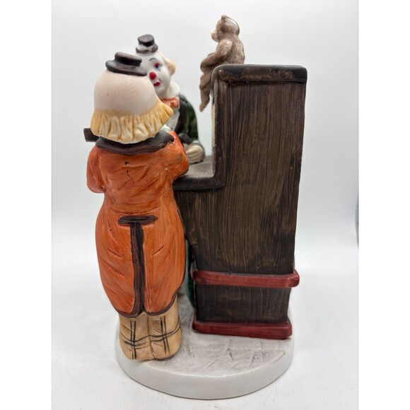 Vintage Clown Music Box Statue Two Clowns Monkey Hurdy Gurdy Circus Decor 9” - Picture 4 of 12